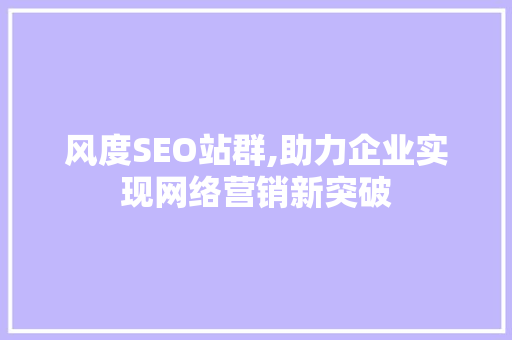 风度SEO站群,助力企业实现网络营销新突破