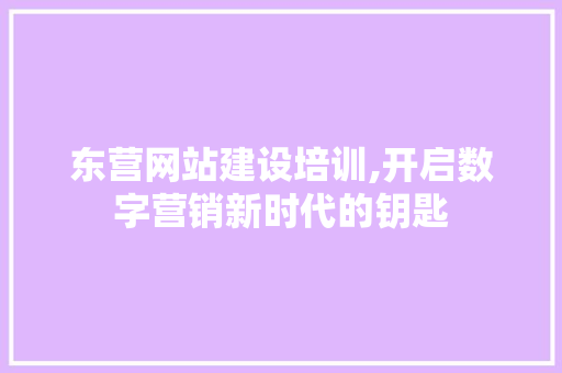 东营网站建设培训,开启数字营销新时代的钥匙 必应SEO