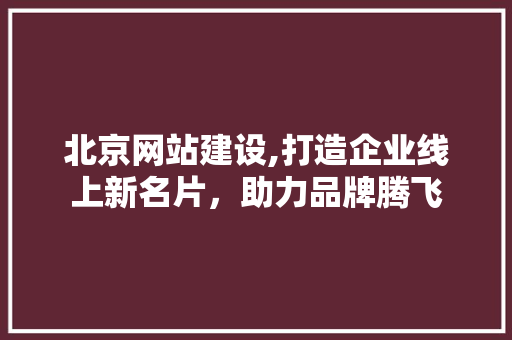 北京网站建设,打造企业线上新名片，助力品牌腾飞