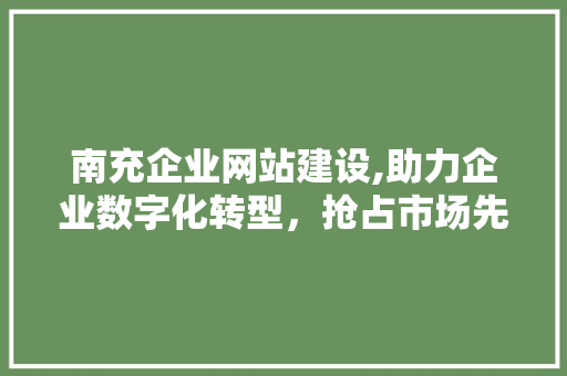 南充企业网站建设,助力企业数字化转型，抢占市场先机
