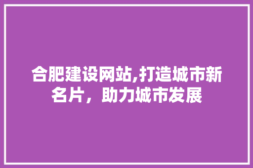 合肥建设网站,打造城市新名片，助力城市发展 必应SEO
