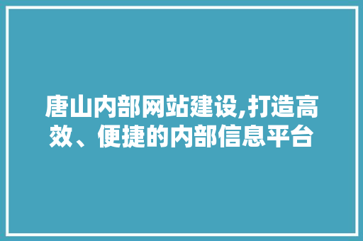 唐山内部网站建设,打造高效、便捷的内部信息平台 神马SEO