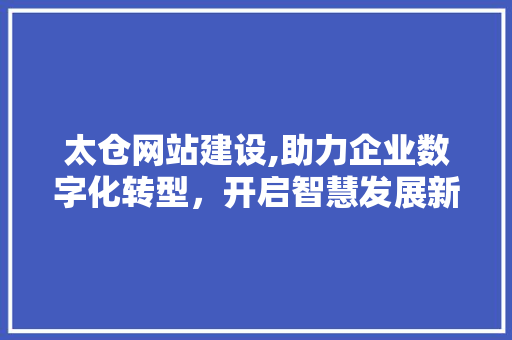 太仓网站建设,助力企业数字化转型，开启智慧发展新篇章 必应SEO