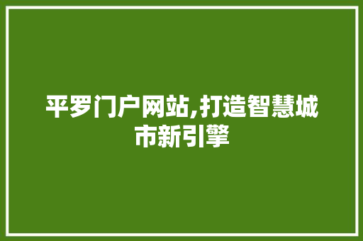 平罗门户网站,打造智慧城市新引擎 GoogleSEO