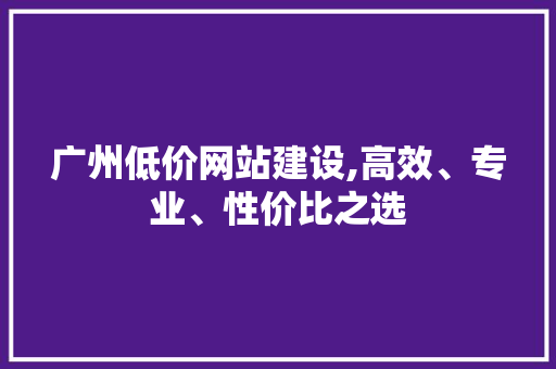 广州低价网站建设,高效、专业、性价比之选 必应SEO