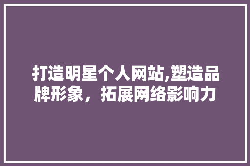 打造明星个人网站,塑造品牌形象，拓展网络影响力 必应SEO