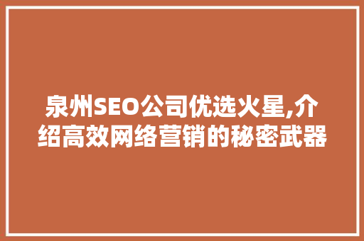 泉州SEO公司优选火星,介绍高效网络营销的秘密武器