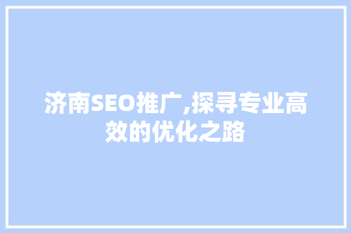 济南SEO推广,探寻专业高效的优化之路