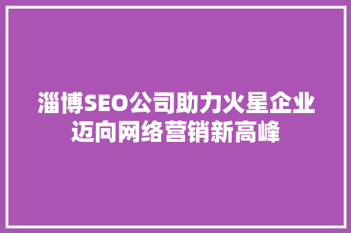 淄博SEO公司助力火星企业迈向网络营销新高峰