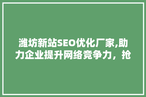 潍坊新站SEO优化厂家,助力企业提升网络竞争力，抢占市场先机 搜狗SEO