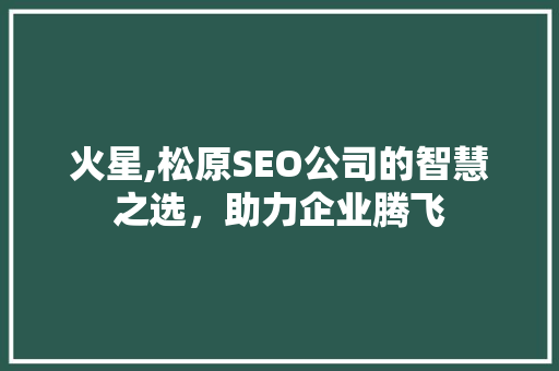 火星,松原SEO公司的智慧之选，助力企业腾飞