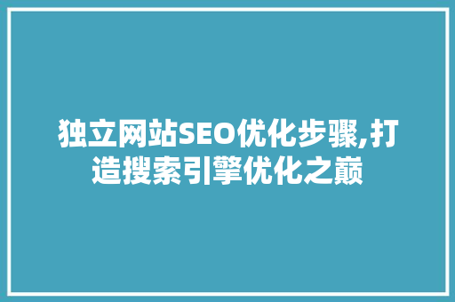 独立网站SEO优化步骤,打造搜索引擎优化之巅