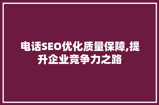 电话SEO优化质量保障,提升企业竞争力之路