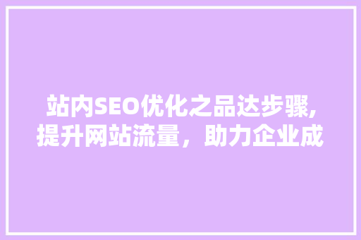 站内SEO优化之品达步骤,提升网站流量，助力企业成长