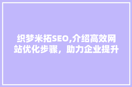 织梦米拓SEO,介绍高效网站优化步骤，助力企业提升在线竞争力 神马SEO