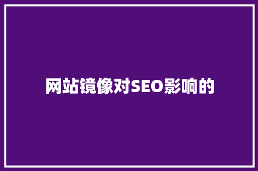 网站镜像对SEO影响的