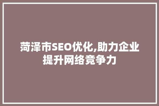 菏泽市SEO优化,助力企业提升网络竞争力 百度SEO