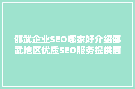 邵武企业SEO哪家好介绍邵武地区优质SEO服务提供商 必应SEO