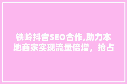 铁岭抖音SEO合作,助力本地商家实现流量倍增，抢占线上市场先机 神马SEO