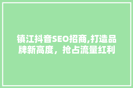 镇江抖音SEO招商,打造品牌新高度，抢占流量红利