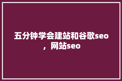 五分钟学会建站和谷歌seo，网站seo