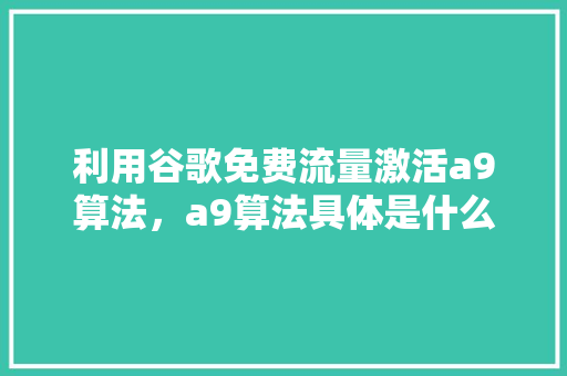 利用谷歌免费流量激活a9算法，a9算法具体是什么 搜狗SEO