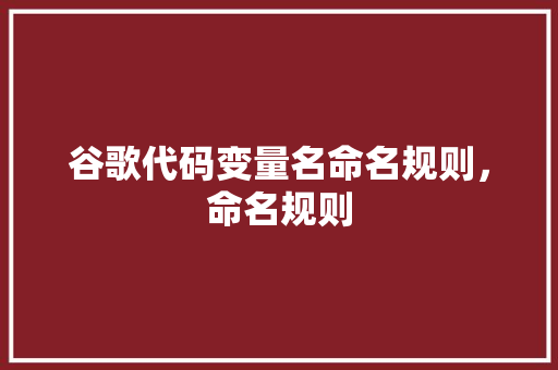谷歌代码变量名命名规则，命名规则