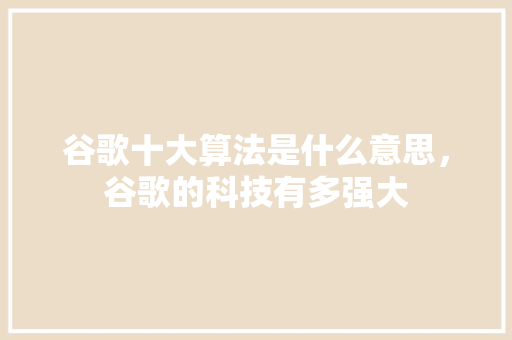 谷歌十大算法是什么意思，谷歌的科技有多强大 神马SEO