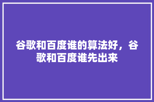 谷歌和百度谁的算法好，谷歌和百度谁先出来 必应SEO