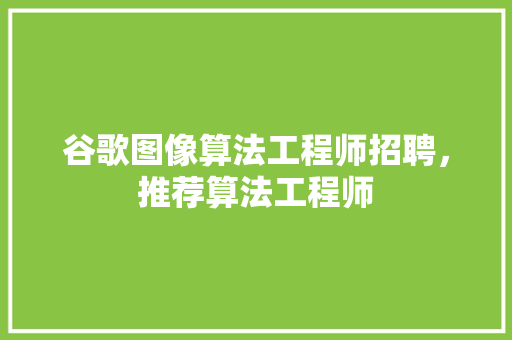 谷歌图像算法工程师招聘，推荐算法工程师 百度SEO