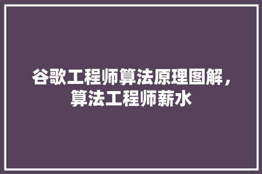 谷歌工程师算法原理图解，算法工程师薪水 搜狗SEO