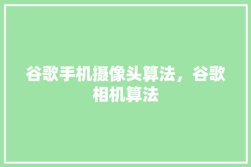 谷歌手机摄像头算法，谷歌相机算法 百度SEO