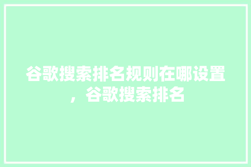 谷歌搜索排名规则在哪设置，谷歌搜索排名 GoogleSEO