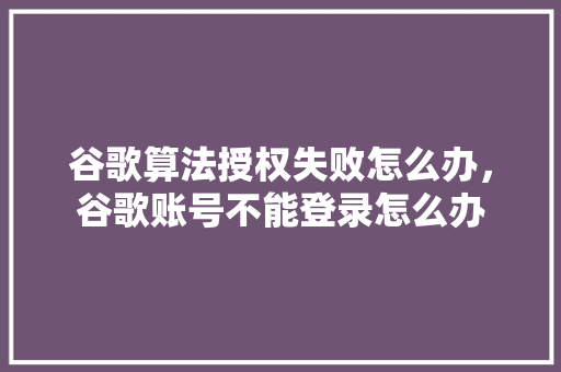 谷歌算法授权失败怎么办，谷歌账号不能登录怎么办 GoogleSEO