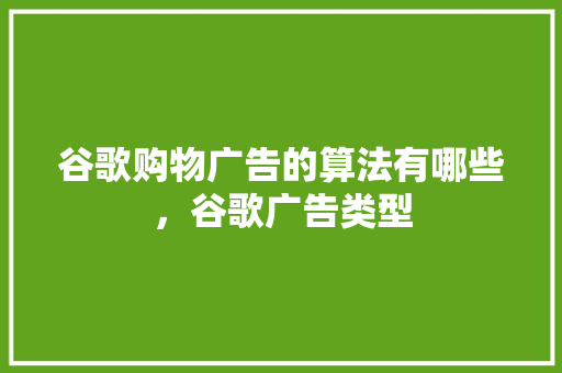 谷歌购物广告的算法有哪些，谷歌广告类型