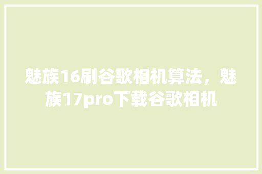 魅族16刷谷歌相机算法，魅族17pro下载谷歌相机 搜狗SEO