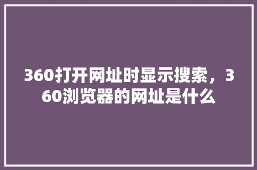 360打开网址时显示搜索，360浏览器的网址是什么 GoogleSEO