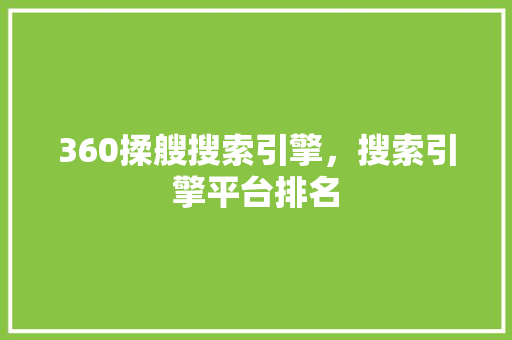 360揉艘搜索引擎，搜索引擎平台排名 百度SEO