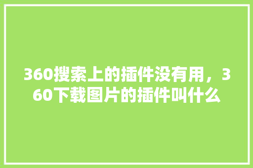 360搜索上的插件没有用，360下载图片的插件叫什么 搜狗SEO
