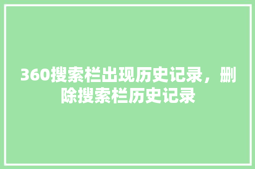 360搜索栏出现历史记录，删除搜索栏历史记录 搜狗SEO