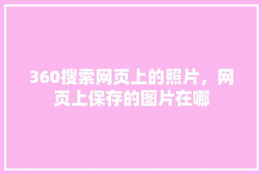 360搜索网页上的照片，网页上保存的图片在哪 百度SEO