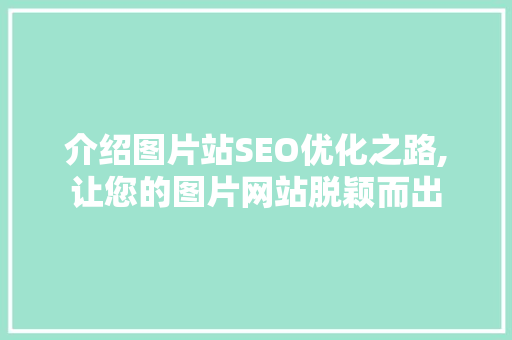 介绍图片站SEO优化之路,让您的图片网站脱颖而出