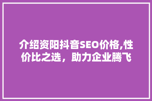 介绍资阳抖音SEO价格,性价比之选，助力企业腾飞