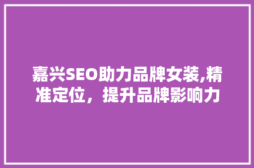 嘉兴SEO助力品牌女装,精准定位，提升品牌影响力