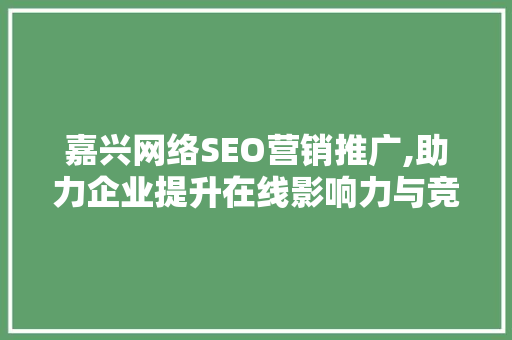 嘉兴网络SEO营销推广,助力企业提升在线影响力与竞争力 百度SEO