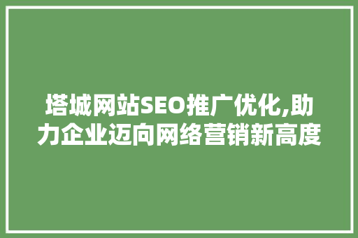 塔城网站SEO推广优化,助力企业迈向网络营销新高度