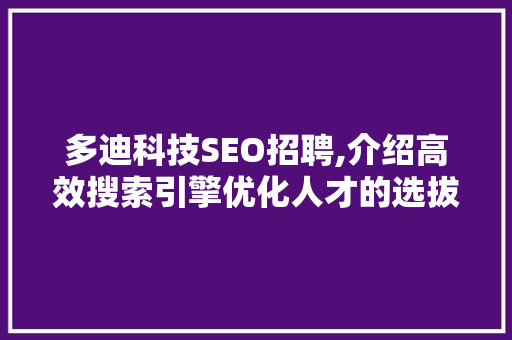 多迪科技SEO招聘,介绍高效搜索引擎优化人才的选拔标准 百度SEO
