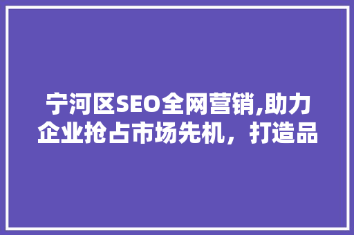 宁河区SEO全网营销,助力企业抢占市场先机，打造品牌新高度 神马SEO