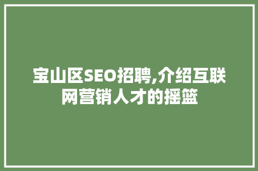 宝山区SEO招聘,介绍互联网营销人才的摇篮