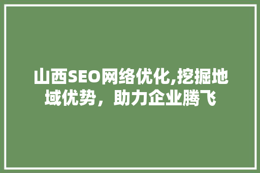 山西SEO网络优化,挖掘地域优势，助力企业腾飞